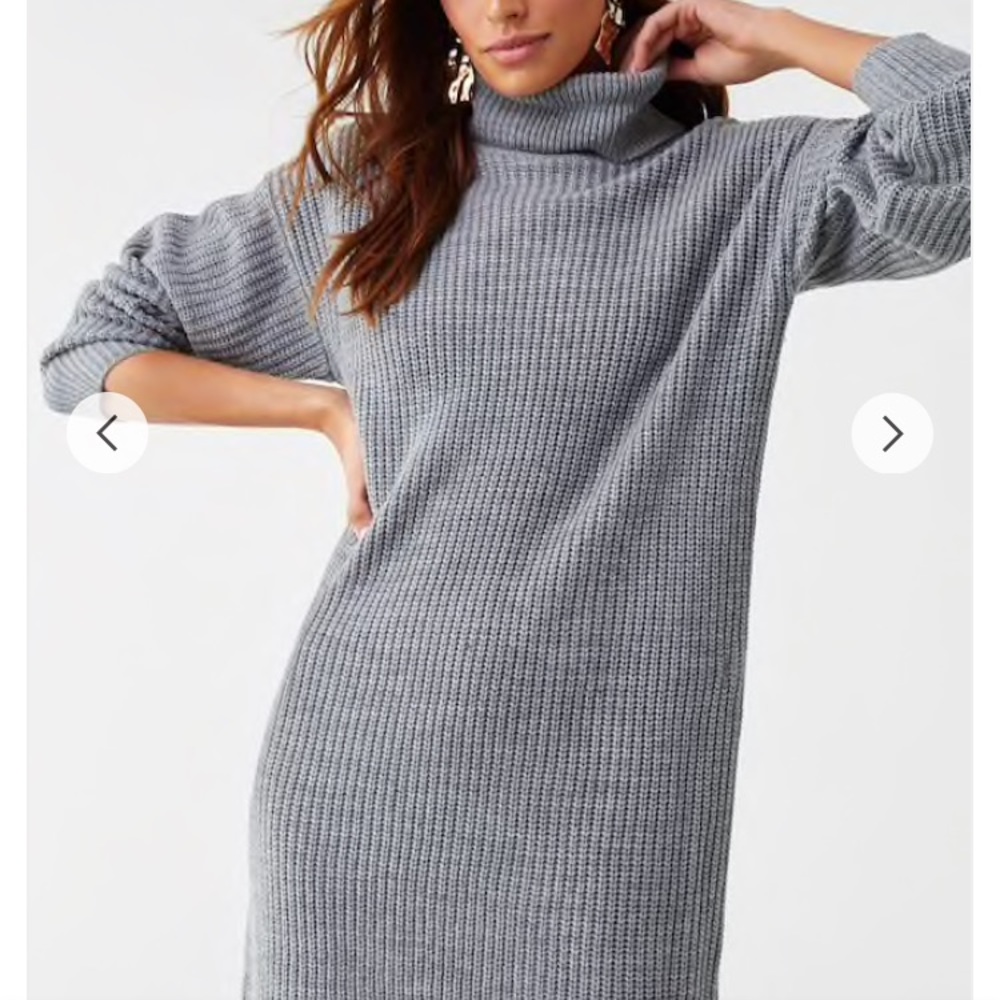 gray turtleneck sweater dress